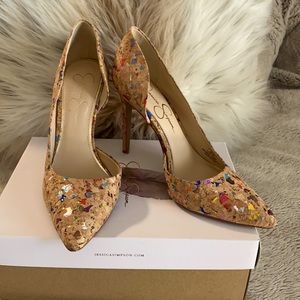 Cork with confetti heels